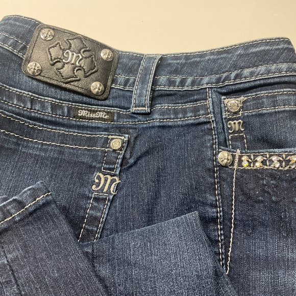 MISS ME SIGNATURE ANKLE SKINNY JEANS SZ 34 DESIGNED IN USA CRYSTALS AND SILVER - Picture 2 of 6